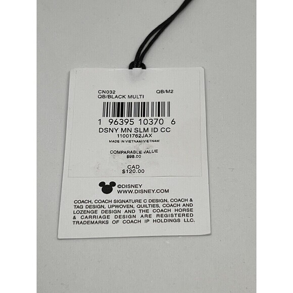 Coach CN032 Disney X Coach Slim ID Card Case With Holiday Print Black Multi NWT - Picture 7 of 9